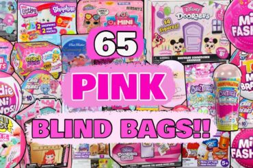 UNBOXING 65 PINK BLIND BAGS!! MINI VERSE! MINI BRANDS! DOORABLES! REAL LITTLES! L.O.L. SURPRISE!