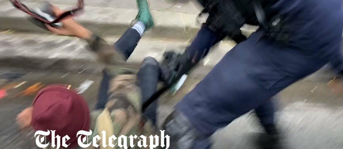 French protester needed testicle amputating after being struck by police during clash French protester needed testicle amputating after being struck by police during clash