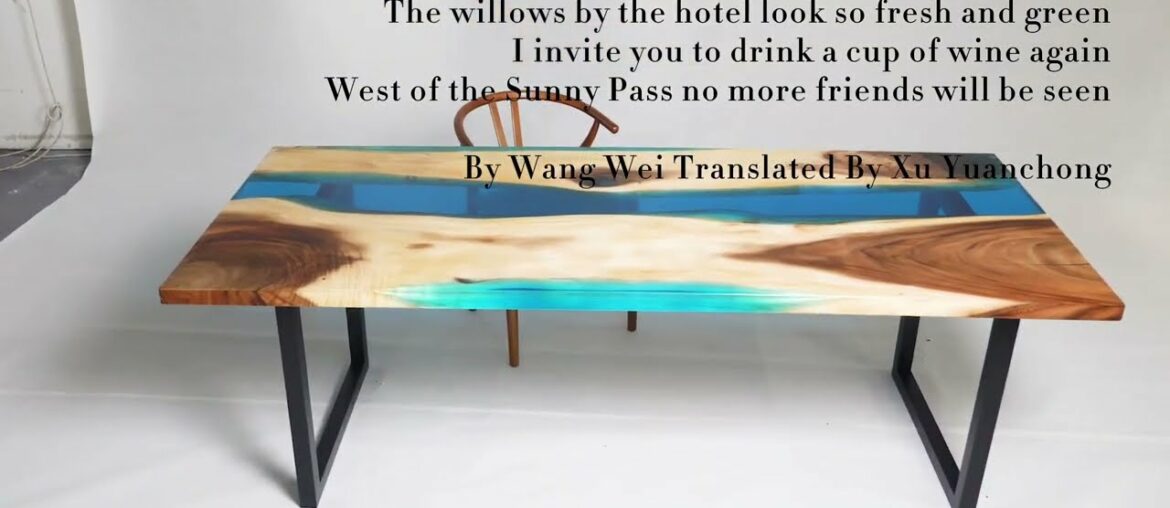 Blue Resin Walnut Wood Table French Country Style XIHU023