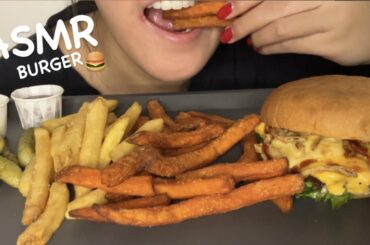 ASMR GOURMET BURGER WITH FRIES - Soft relaxing eating sounds, no talking