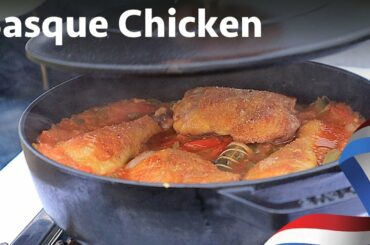 The Authentic Basque Chicken, (Poulet Basquaise) cooked on location in the French Basque Country.