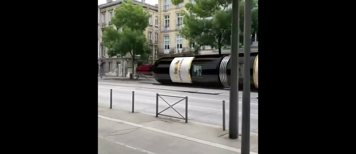 A giant bottle of wine as a new tram in Bordeaux, France? #shorts