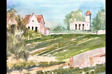 BEGINNERS Easy French Vinyard Landscape Watercolor Painting! with Chris Petri