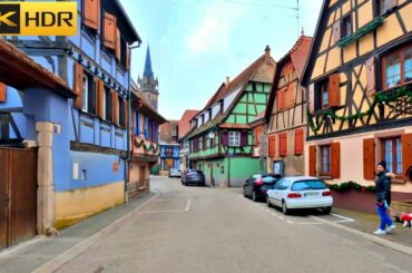 Driving in Alsace - French Village | Narrow Streets & Half Timbered houses | Drive Through [4K HDR]