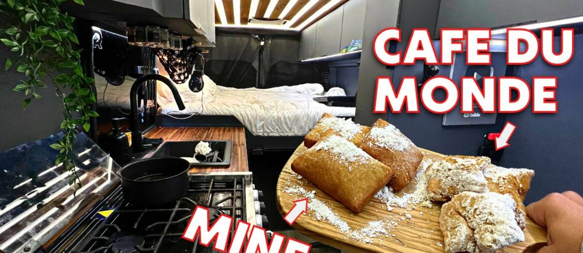 Stealth Camp In New Orleans | Cooking Fresh Beignets In My Van