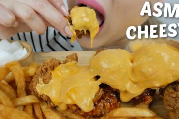 KOREAN FRIED CHICKEN with CHEESE Sauce *NO Talking Eating Sounds | N.E Let's Eat
