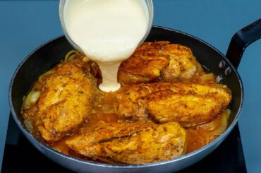A recipe from a French chef’s recipes notebook. Chicken breast in the pan!