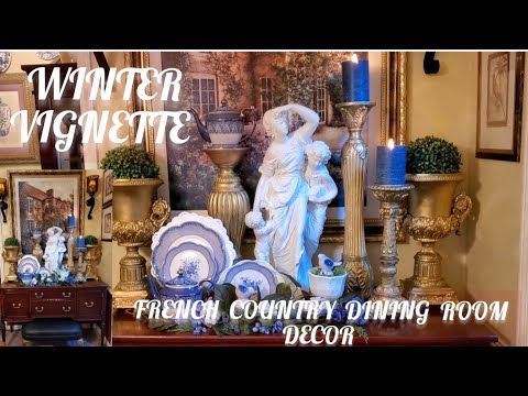 Winter Vignette French Country/Decorate with me/Dining Room Decor Winter Vignette French Country/Decorate with me/Dining Room Decor