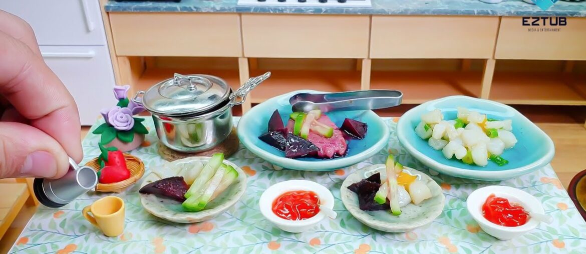 Delicious miniature stir-fried seabass with beetroot with French golden recipe | Tiny cooking Delicious miniature stir-fried seabass with beetroot with French golden recipe | Tiny cooking