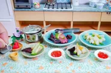 Delicious miniature stir-fried seabass with beetroot with French golden recipe | Tiny cooking