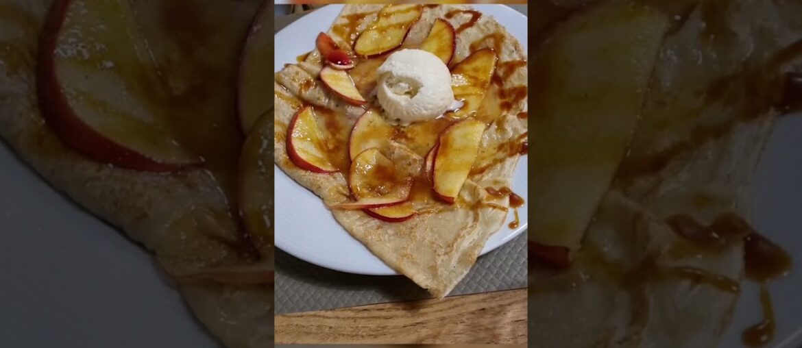 French #crepes #flambe  with #caramelized #apple  and #icecream. #dessert #gourmet #food