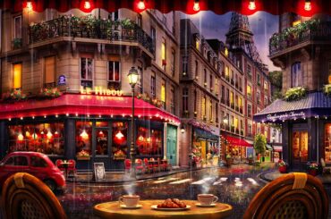 Rainy Night Paris Cafe Ambience with Smooth Jazz and Rain Sounds for Relaxation, Focus, & Sleep