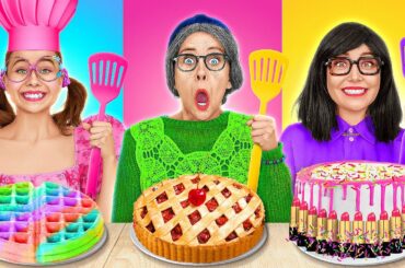 GRANNY VS ME VS MOM COOKING CHALLENGE || Funny Kitchen Hacks by 123GO! FOOD