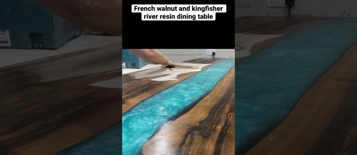 Finishing off this stunning French walnut and kingfisher blue 8 seater dining table