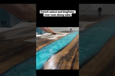 Finishing off this stunning French walnut and kingfisher blue 8 seater dining table