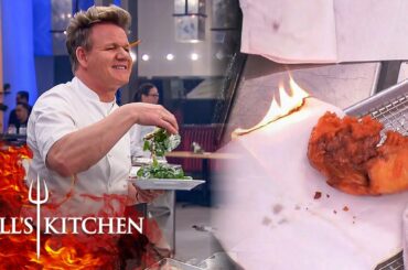 Chefs Serve Marines Soggy Salad and Flaming Chicken | Hell's Kitchen