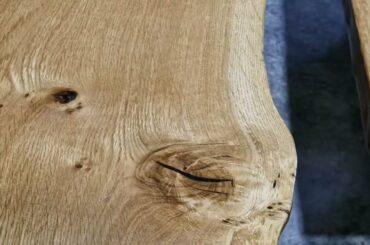 Detail: French Oak dining table set crafted by Sorrell & Smith Furniture Co. in the UK