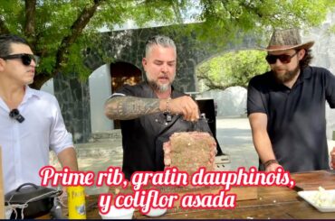 Prime rib relleno de cosas chidas, gratin dauphinois y coliflor asada del espacio