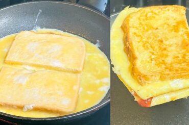 5 minutes breakfast! One pan egg toast | French toast omelette sandwich recipe easy