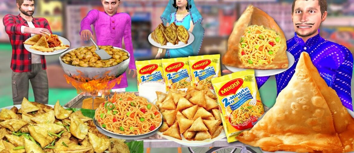 Maggie Noodles Samosa Street Food Maggie Samosa Recipe Comedy Video Funny Hindi Kahani Moral Stories