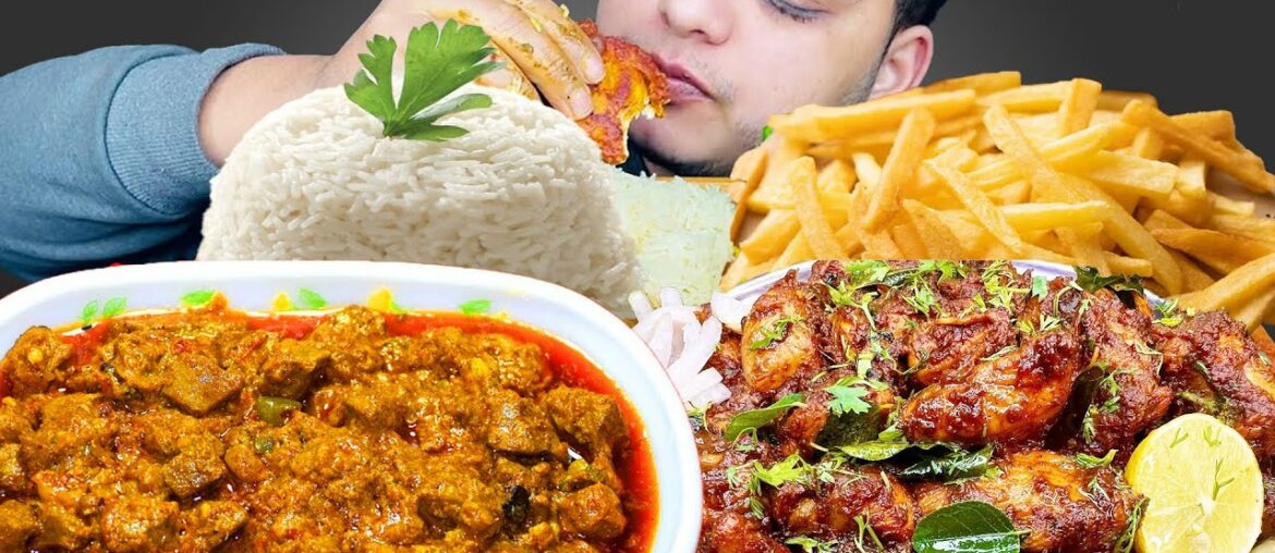NEPALI MUKBANG | CHICKEN ROST | MUTTON LIVER CURRY | FRENCH FRIES+RICE | SPICY FOOD MUKBANG ASMR