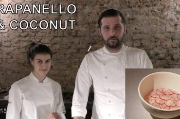 Rapanello and coconut at Unforgettable restaurant in Turin.