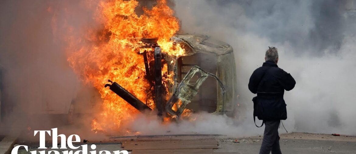 Protesters lit fires on streets of Nantes over French pension reforms Protesters lit fires on streets of Nantes over French pension reforms