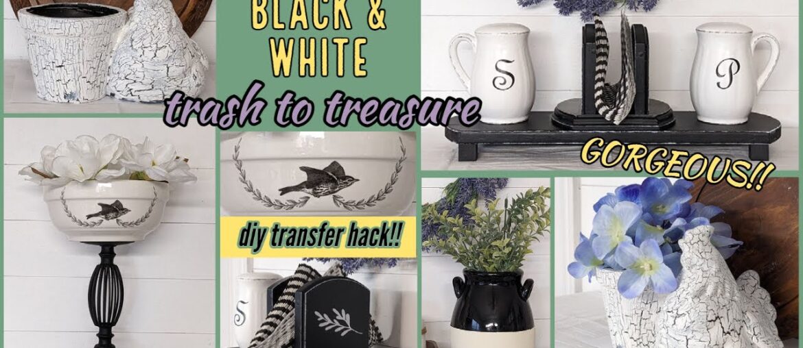 GORGEOUS HIGH END TRASH TO TREASURE!!~Black & White Farmhouse Decor Ideas~Must Try Transfer Hack!! GORGEOUS HIGH END TRASH TO TREASURE!!~Black & White Farmhouse Decor Ideas~Must Try Transfer Hack!!