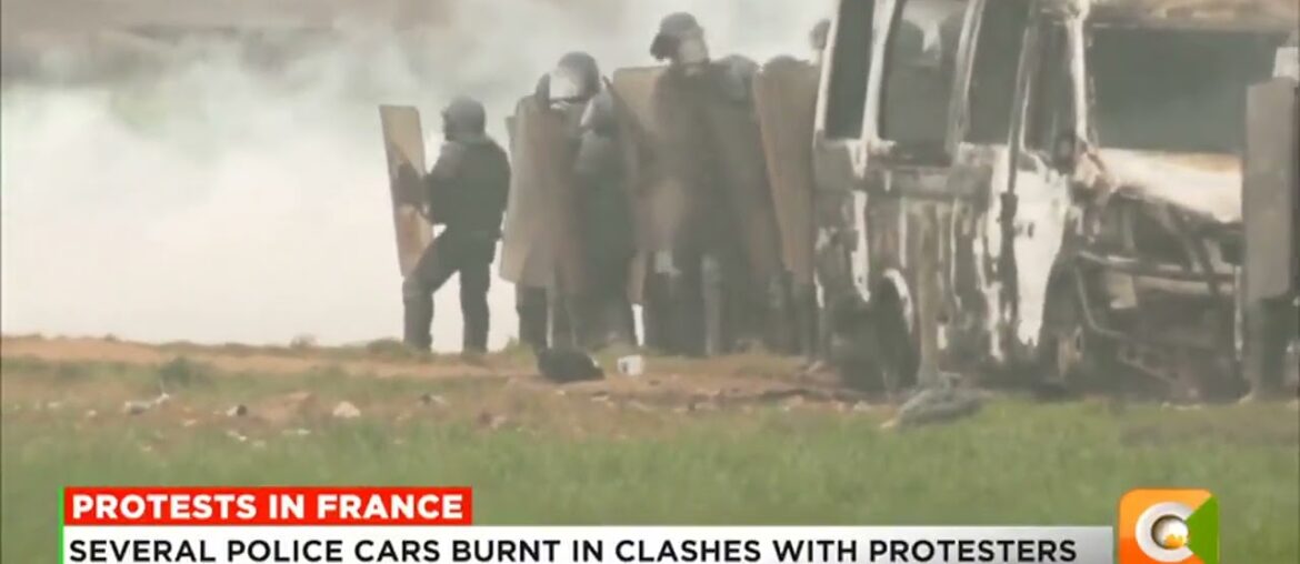 French police clash with protesters against a water reservoir French police clash with protesters against a water reservoir