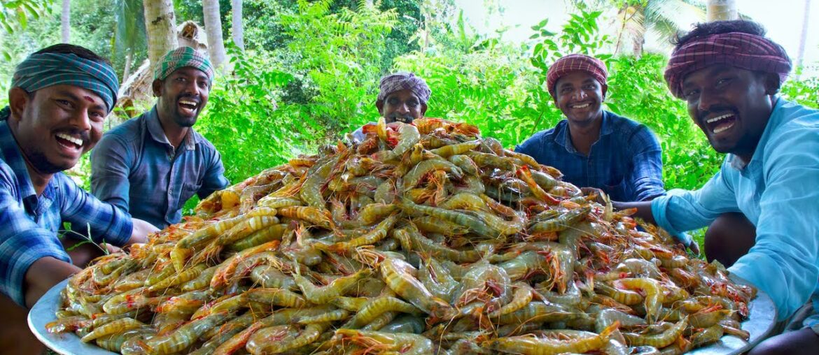 PRAWNS FRY | Crispy Shrimp Fry Recipe Cooking in Village | Tasty Fried Shrimp Seafood Recipe