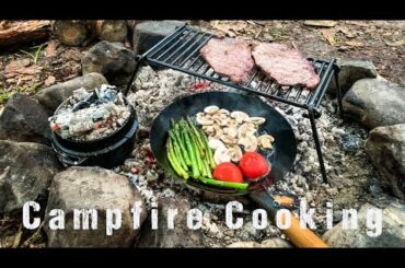 Gourmet Campfire Cooking in the Woods - Grilled Steak & Potatoes Dauphinoise