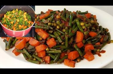 HOW TO COOK FRENCH BEANS "MISHIRI" & CARROTS/STIR FRY VEGETABLES Recipe/Cook french beans at home