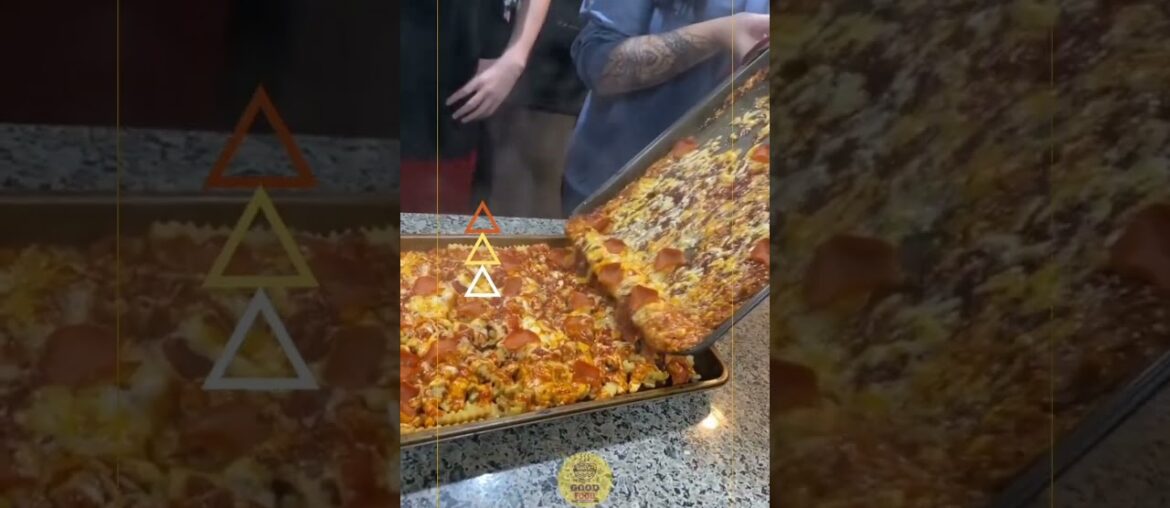 Cheesy Papperoni Poured Over Crinkle cut Fries #shorts