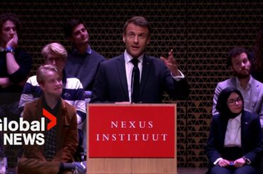 "Where is French democracy?": Macron called out by protesters during speech in Netherlands
