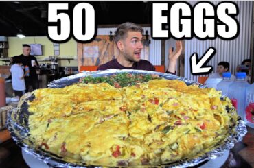 UNBEATABLE 50 EGG OMELET CHALLENGE (Only 30 Minutes?) | World's BIGGEST Breakfast Omelette Challenge