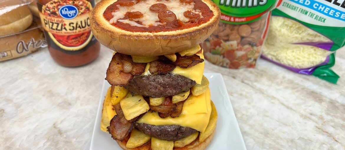 Pizza Cheeseburger Fries Tower