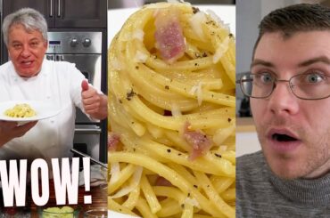Pro Chef Reacts.. French Chef's CARBONARA (Chef Jean-Pierre)