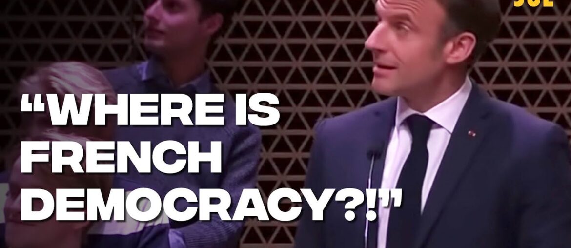 Macron heckled during speech by protesters over French pension reforms