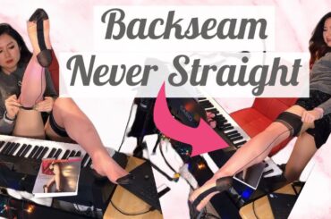 French Fully Fashioned Backseam Thigh High Vintage Nylon Stockings Try On, Cervin Pantyhose Feet Toe