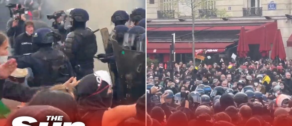 Paris police strike protesters with batons ahead pension reform vote