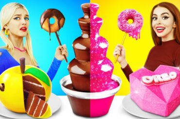 Expensive vs Cheap Chocolate Fountain Fondue Challenge | $1 vs $10000 Sweets Battle by RATATA
