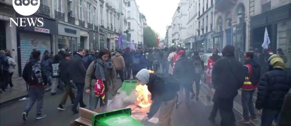 French protesters clash with police after approval of higher retirement age