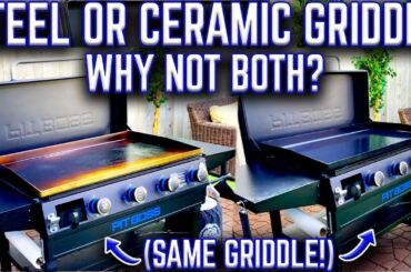 STEEL OR CERAMIC GRIDDLE TOP? WHY NOT BOTH?! INTRODUCING THE NEW PIT BOSS DELUXE GRIDDLE! FIRST COOK