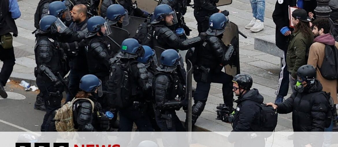 Hundreds more pension reform protests take place in France - BBC News