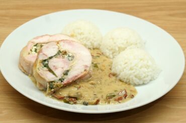 Whole Chicken Roulade / Mushroom-Bacon Sauce
