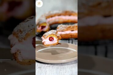 French Style Choux Pastry Cake With Raspberries #youtubeshorts #shorts #cake