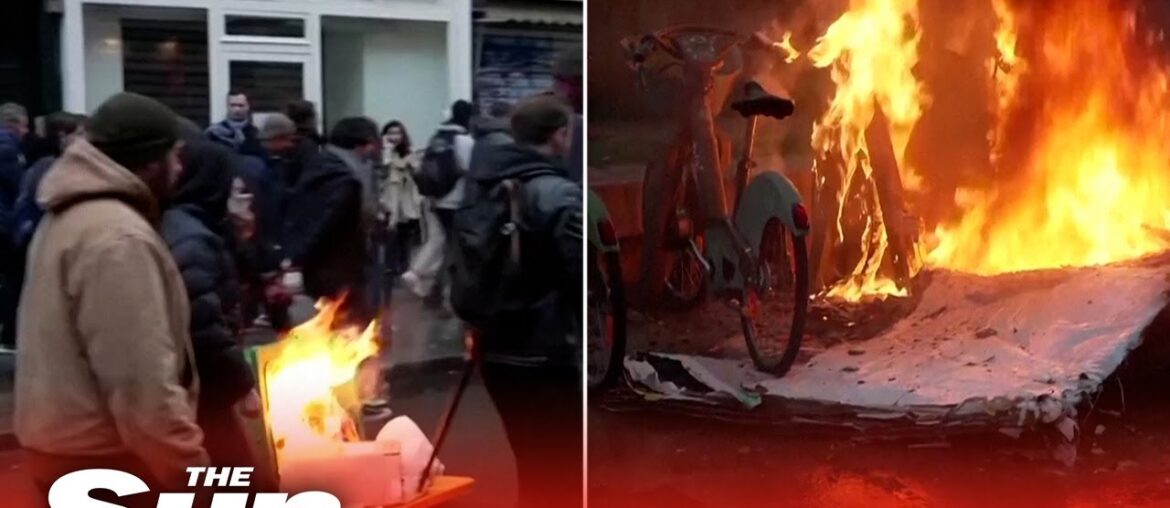 Fires rage through Paris streets as protests continue in France Fires rage through Paris streets as protests continue in France