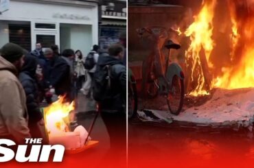 Fires rage through Paris streets as protests continue in France