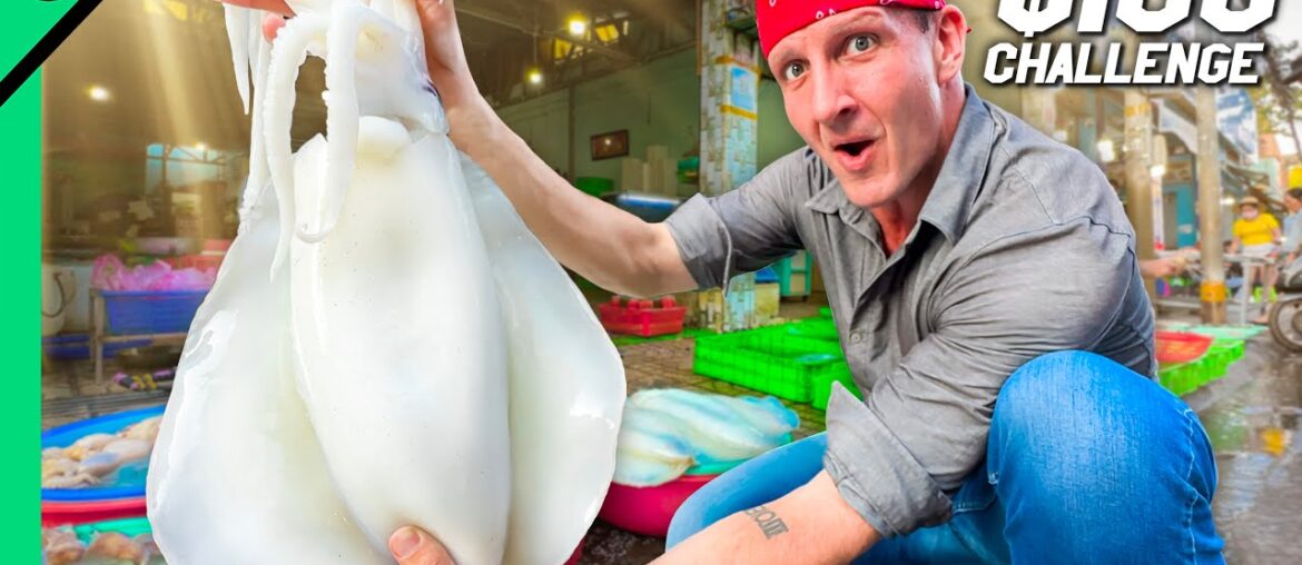 $100 Seafood Market Challenge in Vietnam!! Asia's CHEAPEST Seafood!!