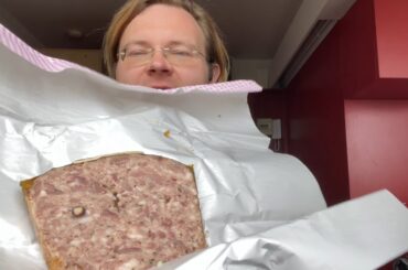 American in France tries unusual french food : Rabbit Terrine with Hazelnuts